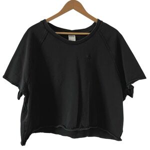 PINK Victorias Secret Cropped Sweatshirt Black Short Sleeve XXL